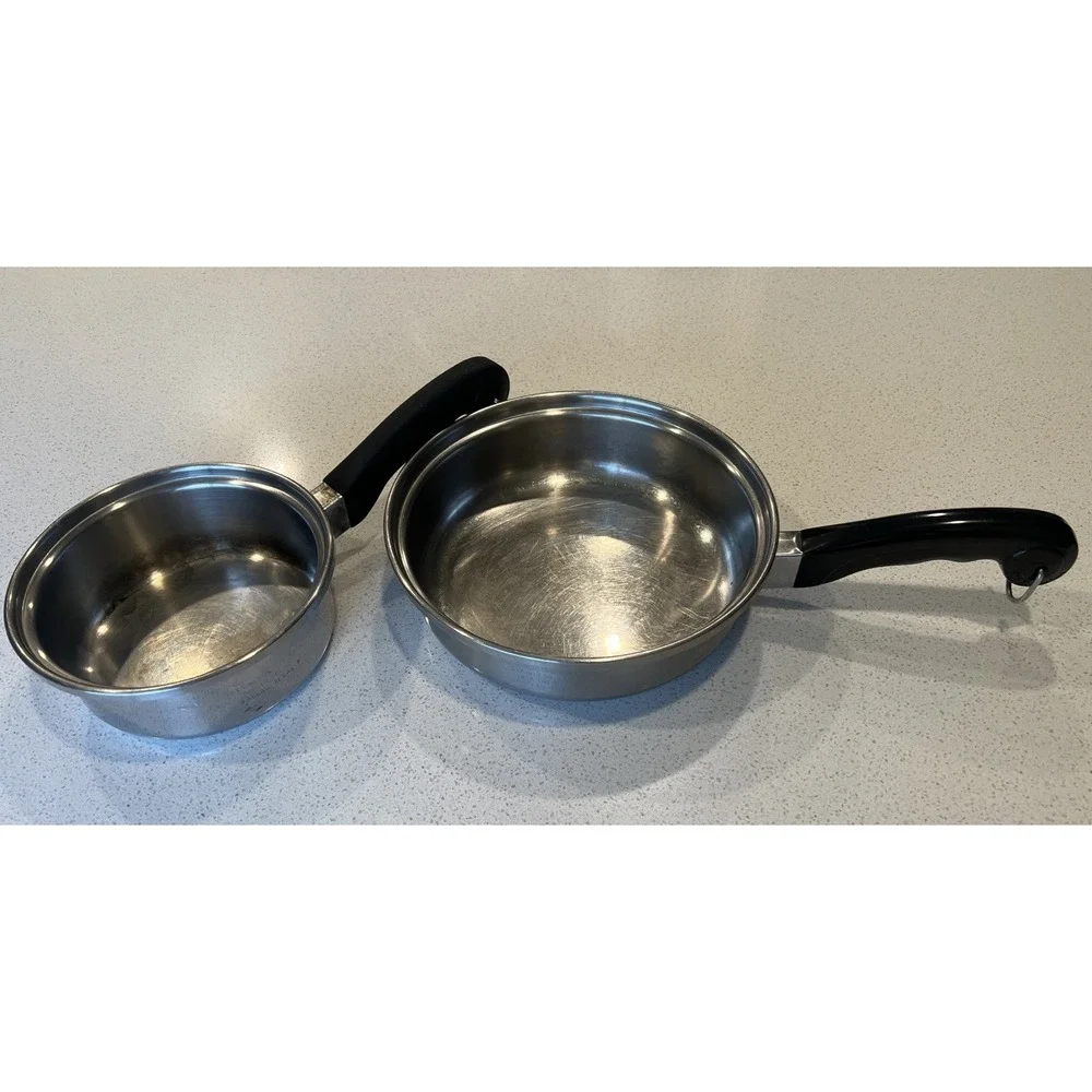 Saladmaster 18-8 Tri-clad Stainless Steel Skillet Fry Pan Set 2 Piece